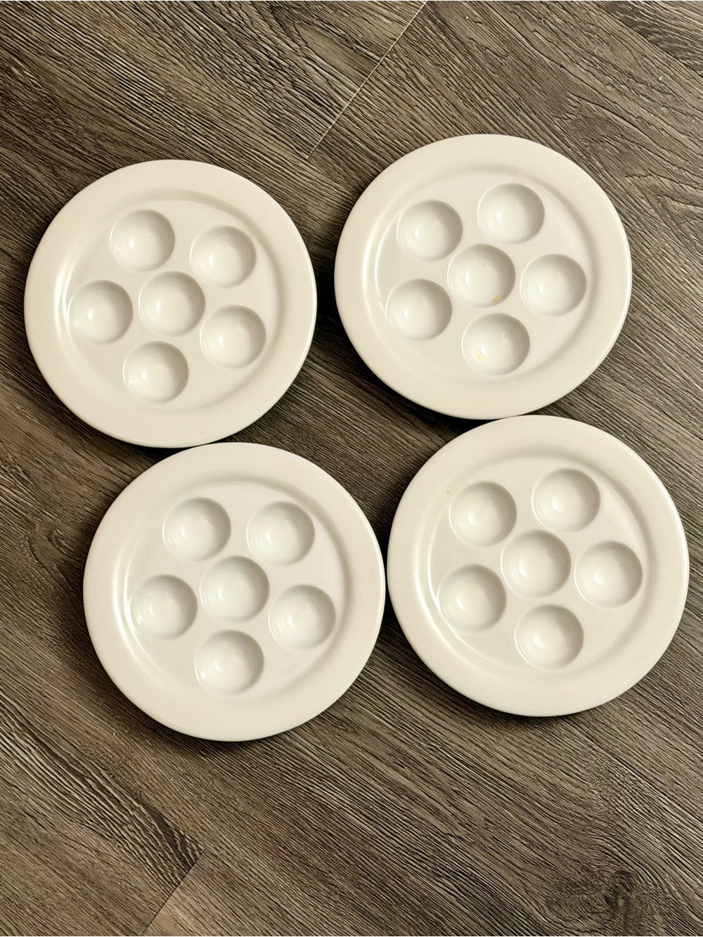 White Ceramic 7-Cup Egg Serving Plates - Set of 4